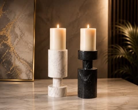 sculptural marble pillar candle holder